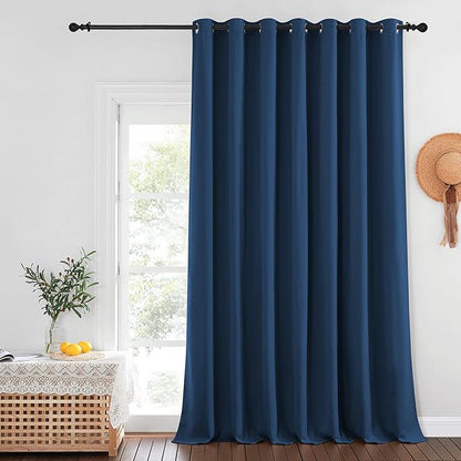 NICETOWN Privacy Room Divider Curtain Thermal Blackout Curtain for Patio Door, Living Room, Bedroom Partition and Shared Office Space, 1 Grommet Panel, Moroccan Blue, 100 inch x 108 inch Long