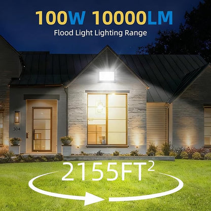 200W LED Flood Lights Outdoor, 2pack 20000lm Bright Led Work Light with Plug, 6500k Daylight White Outdoor LED Lights, IP66 Waterproof Patio Lighting