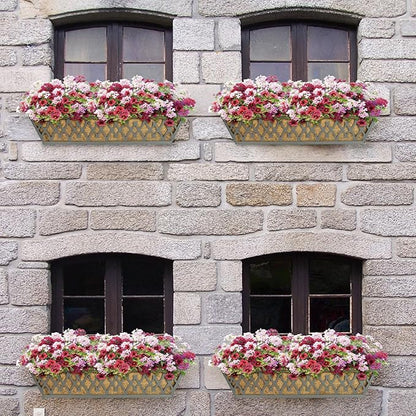 6 Pack 30 Inch Window Boxes Planters Railing Planter Box with Adjustable Brackets for Porch Fence Patio Balcony Hanging Flower Baskets with Coco Liners for Outdoor Garden Decor - Dark Grey