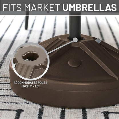 US Weight Durable Fillable Umbrella Base for Patio Table - 50 Pound Capacity Heavy Duty Adjustable Stand for Outdoor Umbrellas - Made in The USA