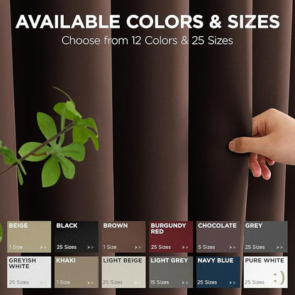 Joydeco Blackout Patio Sliding Door Curtains 84 Inches Long, Grommet Privacy Room Divider Curtains, Extra Wide Thermal Blackout Drapes for Bedroom Living Room (Chocolate, 100Wx84L, 1 Panel)