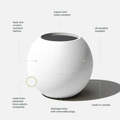 Veradek Strata Series Sphere Round Planter for Patio & Backyard | Durable Plastic-Stone Material | Modern Décor for Tall Trees and Plants