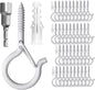 PlusRoc 40 Pack Ceiling Hooks for Hanging Plants Outdoor String Lights Heavy Duty, 2.2 Inch Eye Hook Screw in Cup Hooks Q-Hanger for Patio Lights, Wall Wood Fence Deck Mount(White)