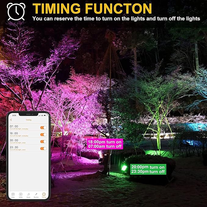 Flood Security Lights, 50W RGB LED Outdoor Floodlight 4-Pack