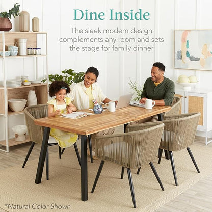 Best Choice Products 6-Person Indoor Outdoor Acacia Wood Dining Table, Picnic Table w/Powder-Coated Steel, 350 Pound Capacity Legs - Walnut Brown