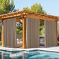 NICETOWN 2 Panels Outdoor Curtains Waterproof Pocket & Back Tab on Top & Bottom, Thermal Insulated Windproof Sun Blocking Outside Privacy Drapes for Patio with Fixed Rope, W84 x L84, Tan