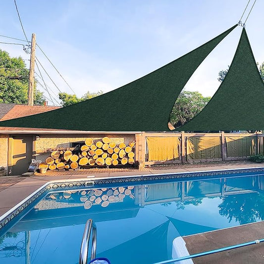 E&K Sunrise 15' x 15' x 15' Sun Shade Sail Triangle Canopy Shade Cover UV Block for Patio Backyard Garden Outdoor (Green)