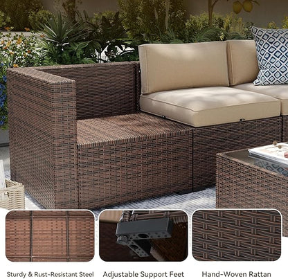 Aoxun Patio Furniture Sets, 10-Piece Outdoor Patio Furniture with Thick Cushions, Wicker Outdoor Conversation Set Sectional Sofa for Backyard, Poolside, Garden