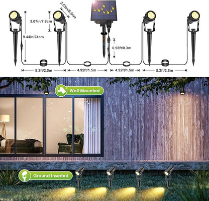 B-right Solar Spot Lights Outdoor, 8 Modes IP65 Waterproof Solar Powered Garden Spotlights 4-in-1 Landscape Lighting Auto On/Off with Remote Solar Uplights for Patio Pathway Tree 2700K Warm White