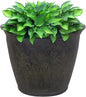Sunnydaze 24-Inch Anjelica Large Plastic Pot for Plants - Outdoor Double-Walled Large Plastic Planter with Drillable Drainage Holes - Sable