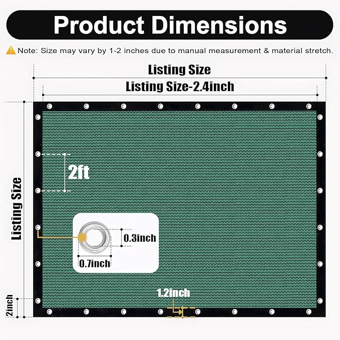 Artpuch 90% Sun Shade Cloth, 6 x 10 FT Pergola Shade Cover Canopy with Grommets, Sun Screen Fabric Tarp for Patio, Outdoor, Garden, Backyard, Green