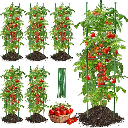Tomato Cage for Garden,6 Pack Tomato Trellis for Raised Garden Bed Height Adjustable Up to 51.2inch Tomato Plant Support Stakes for Climbing Plants Vegetables Fruits Flowers（Extra Bold）