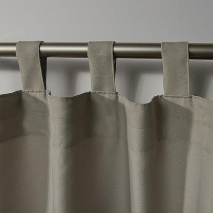 Exclusive Home Cabana Solid Indoor/Outdoor Light Filtering Hook-and-Loop Tab Top Curtain Panel, 54"x84", Taupe, Set of 2