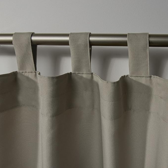 Exclusive Home Cabana Solid Indoor/Outdoor Light Filtering Hook-and-Loop Tab Top Curtain Panel, 54"x96", Taupe, Set of 2