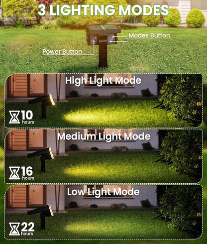 Large Panel Solar Spot Lights Outdoor 4 Pack, [58 LED/3500K/3 Modes] Solar Flood Lights Waterproof IP67, Auto On/Off, 2-in-1 Wall Light Outdoor Light for Tree Yard Garden Pathway