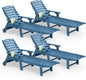 Lounge Chair Outdoor Set of 4 with Wheels, Adjustable 5-Position Chaise Lounge Outdoor, Patio Lounge Chair for Poolside Backyard, Navy Blue