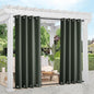 NICETOWN 2 Panels Greyish Green Blackout Bottom Weighted Outdoor Curtains for Patio, Top and Bottom Rustproof Grommet Windproof & Waterproof Thermal Outdoor Gazebo Curtains, W52 x L84
