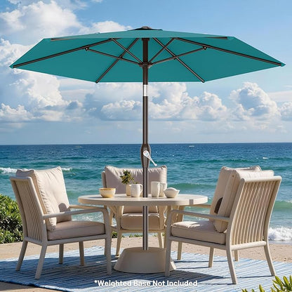 AreShark 7.5FT Patio Umbrella Table Market Umbrella with 6 Sturdy Ribs, Button Tilt/Crank, Heavy-Duty Outdoor Umbrellas for Pool, Deck, Garden and Backyard, Cerulean