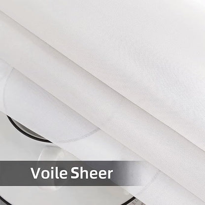 SpaceDresser Waterproof Outdoor Sheer Curtains for Patio - 4 Panels Rod Pocket Indoor Voile Sheer Curtain for Living Room,52W x 120L inch,White
