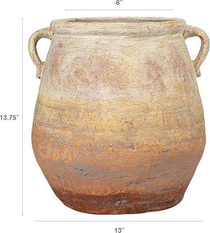 Creative Co-Op Whitewashed Terra-Cotta Urn, Beige