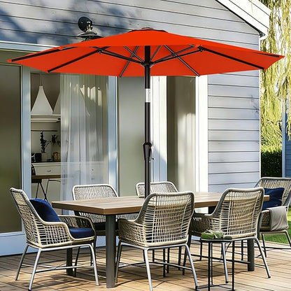 AreShark 9 FT Patio Umbrella for Outdoor, Outdoor Umbrella with Push Button Tilt and Crank, Outdoor Patio Umbrellas with 8 Sturdy Ribs for Market, Garden, Deck, Backyard, Pool (Orange)