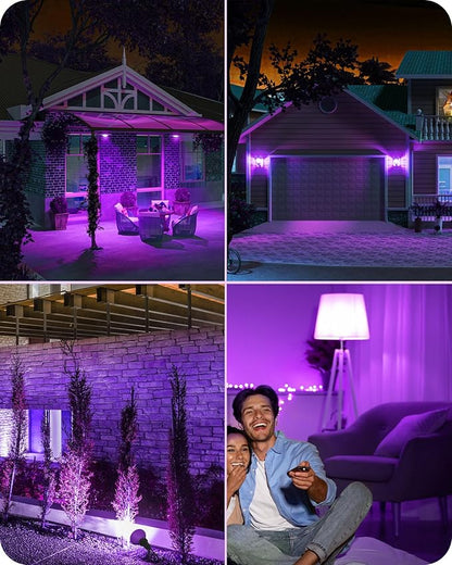 EDISHINE Christmas Decorations PAR38 Purple LED Flood Light Bulbs Outdoor, Dimmable LED Light Bulb, 18W(120W Equivalent), Outdoor Weatherproof Light Bulb for Christmas, E26 Base, 4 Pack