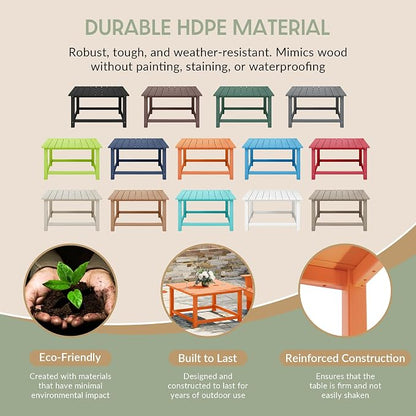WestinTrends Malibu Low Outdoor HDPE Square Patio Coffee Table - Image 6