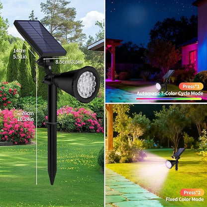 Solar Spot Lights Outdoor Waterproof, 18 LED Solar Powered Landscape Lighting Low Voltage Auto On/Off for Garden, Yard, Tree, Flag, Wall, Pathway, 4 Pack