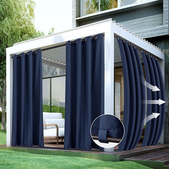 HolidayIdeas Outdoor Curtains for Patio Waterproof-4 Panels Windproof by HolidayIdeas