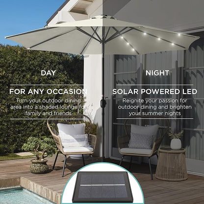 Best Choice Products 10ft Solar Polyester LED Lighted Patio Umbrella w/Tilt Adjustment and UV-Resistant Fabric