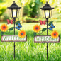 Lewondr Solar Garden Lights Butterfly, 37.4 Inch Solar Lamp Post Light with Welcome Sign & Butterflies, Outdoor Waterproof Solar Stake Lights for Yard Porch Patio Pathway Gardening Gifts, 2 Pack