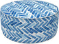 LVTXIII Indoor/Outdoor Inflatable Ottoman, All Weather Round Footrest Stool D21”x H9”, Portable for Patio Garden Camping or Home-Blue Bricks