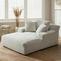 66" Chaise Lounge Chair Indoor, Oversized Boneless Couch Comfy Upholstered Sleeper Sofa Bed with 3 Pillows, Corduroy Cloud Reading Chair for Living Room No Assembly Required, Light Grey