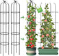 Tower Obelisk Garden Trellis for Climbing Plant，6.2FT/74.4" Rustproof Metal Potted Plant Climbing Support for Indoor Outdoor Flowers Vegetable Fruits Vines Support (2Pcs)
