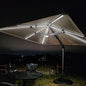 PURPLE LEAF 10 Feet Patio Umbrella with Base Outdoor Cantilever Solar Powered LED Swivel Square Umbrella Aluminum Offset Umbrella with 360-degree Rotation for Garden Deck Pool Patio, Beige