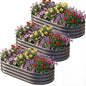 AHEONLAR 3 Pack 6×3×1ft Galvanized Raised Garden Beds, Oval Durable Planter Boxes Outdoor for Vegetables, Fruits, Flowers and Plants, Quick Assembly, Grey