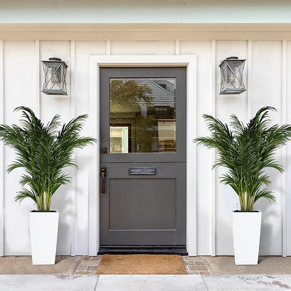 Garvee 16" Tall Planters Set of 4, Outdoor＆Indoor Black Planter Pots, High Front Porch Planter Pots with Drainage Holes＆Water Level Monitor＆Inner Bucket, White