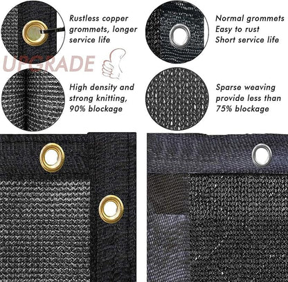 UPGRADE Privacy Fence Screen 6'x10' Black Outdoor 90% Visibility Blockage 170 GSM Mesh Shade Cover Panels for Backyard,Balcony,Home Decoration with Zip Ties,Customized Avaliable