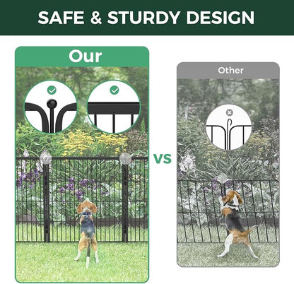 Decorative Metal Garden Fence, 45in x 18.2ft Black, 8 Panels