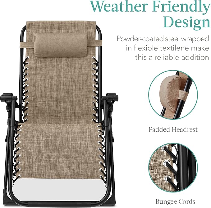 Zero Gravity Recliner Chair in Wheat with Removable Plush Cushion