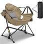 Ainfox Hammock Camping Chair, Foldable Portable Rocking Chairs for Adults Outside Swinging Camp with Cup Holder Pillow for Outdoor Patio Poolside (Brown)