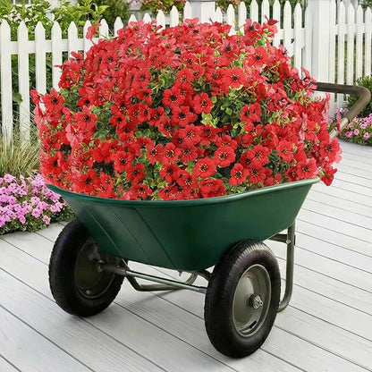 Artificial Flowers for Outdoor,Silk Flowers No Fade Fake Plastic Flowers UV Resistant Faux Plants for Outdoors Outside Front Porch Hanging Planter Window Box Garden Home Decoration,13 Pack(Red)