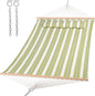 SUNCREAT Hammock 2 Person Heavy Duty, Double Hammocks for Trees, 2 Person Hammock with Spreader Bar, Green&Beige