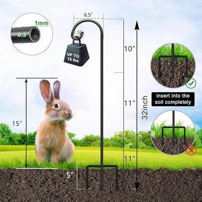 FEED GARDEN Adjustable 32 Inch Small Shepherd Hooks for Outdoor, Garden Hooks for Lanterns, Sheperd Hook for Hanging Plants, Bird Feeders, Solar Lights, Mason Jars, Weddings Decor,1 Pack