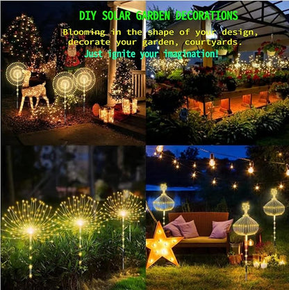 Garden Decor Solar Lights Outdoor,155LED 8 lighting modes pole light Waterproof Warm White Solar Garden Lights for Christmas, Halloween Decoration,Yard, Patio, Porch,Flower Pot,Pathway (2Pack)