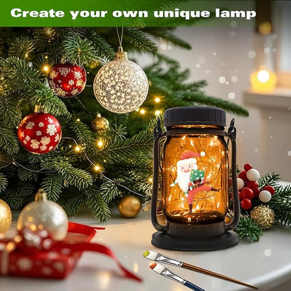 Solar Lanterns, Brown Glass Mason Jar Style, 30 Warm White Lights