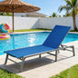 Kozyard Outdoor Foldable Lounge Chair, Aluminum Frame Patio Lounger with 5-Position Adjustable Backrest, Breathable Textilene Fabric, Assemble-Free, Reclining Full-Flat Poolside(Blue)