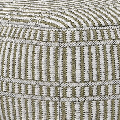 SIMPLIHOME Safford Square Pouf - 20 inch Wide Upholstered PET Polyester Ottoman in Natural/Travertine/White, Boho Indoor/Outdoor Footstool or Extra Seating for Living Room or Bedroom, Assembled
