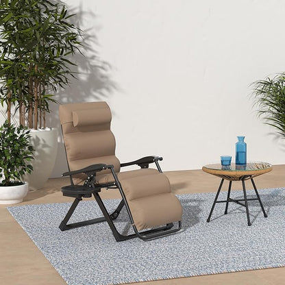 Zero Gravity Recliner Chair in Wheat with Removable Plush Cushion