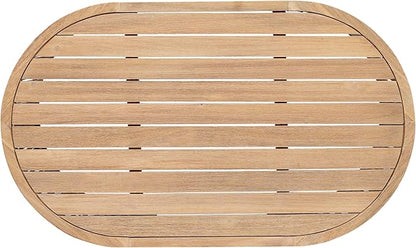 Christopher Knight Home Buekaz Outdoor Acacia Wood Coffee Table with Woven Rope Accents, Outdoor Patio Slatted Oval Centerpiece, Boho Chic Garden Sofa Side Accent Table for Modern Decor, Light Teak
